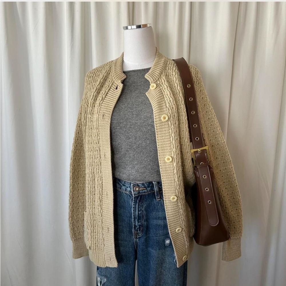 Vintage textured knit cardigan sweater - Picture 6 of 9